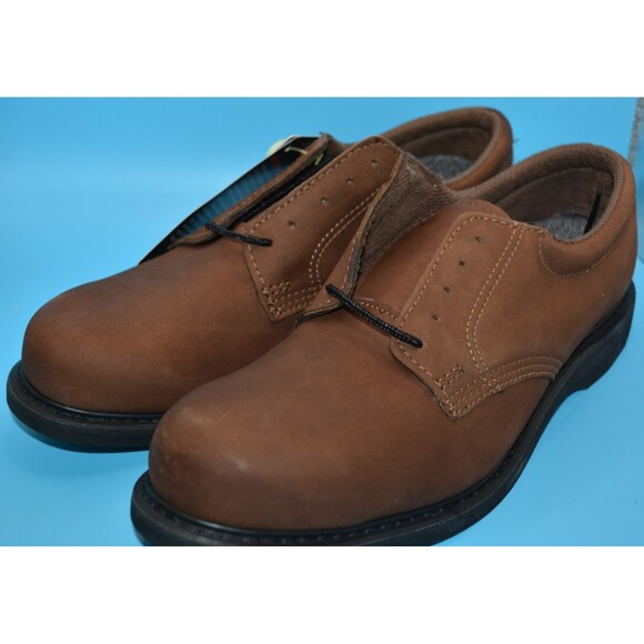 Hytest Women’s Conductive Oxford Work Shoes Brown Sz 10 D Leather Slip Resistant - Picture 1 of 5